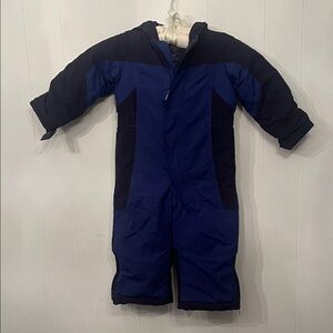 L.L. Bean Blue and Black Toddler Snowsuit Hooded One-Piece (2T)
